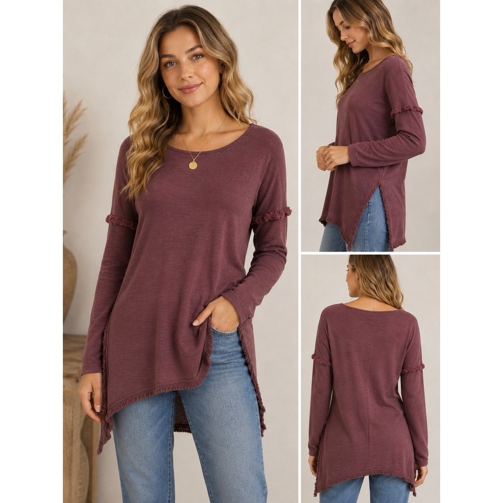 Umgee Mauve Long Sleeve Asymmetrical Tunic Top